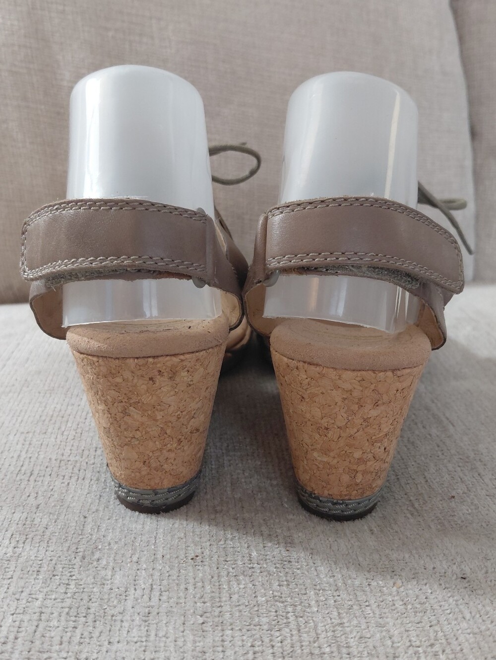 Clarks Taupe Lace-Up Wedge Sandals - Picture 7 of 13